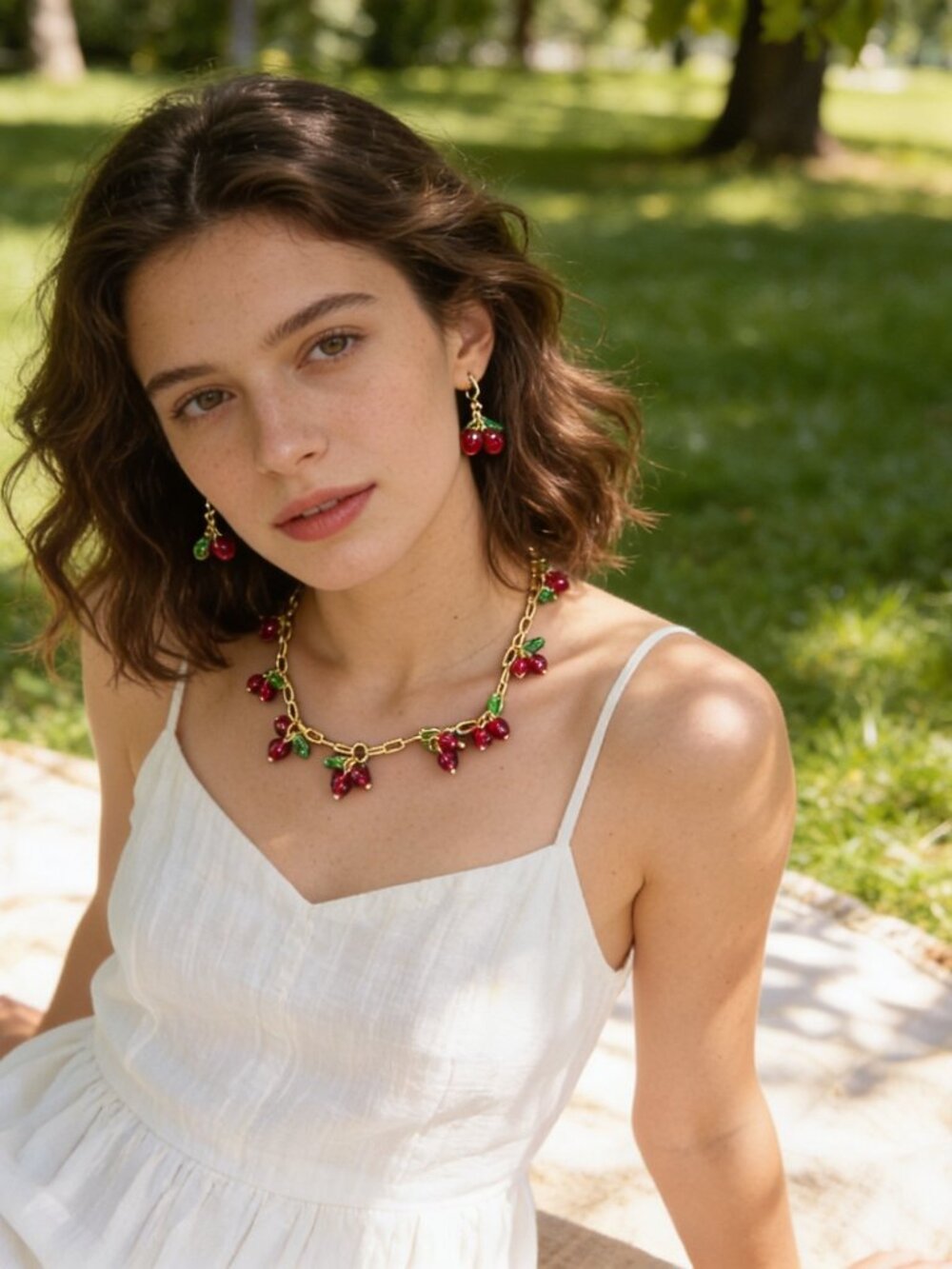 Cherry Necklace & Earrings Set